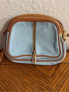 Valentina Blue & Cognac Leather Bag